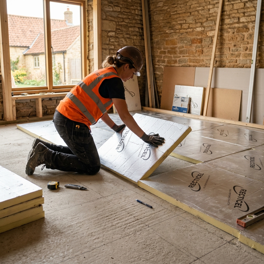 Travaux professionnels d'isolation du sol